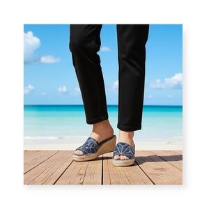 Vidorretta ☀︎︎ Handmade Starburst Sequin Platform Espadrille Sandals ☀︎︎ Navy 37